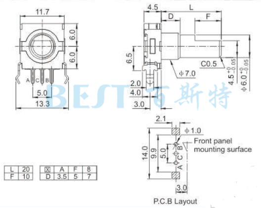 編(biān)碼器EC11E0參(cān)考圖紙